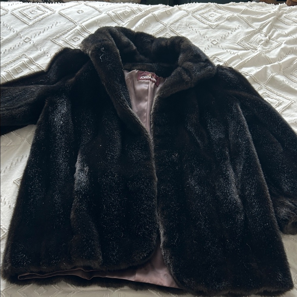 Vintage Dark Brown Faux Fur Coat